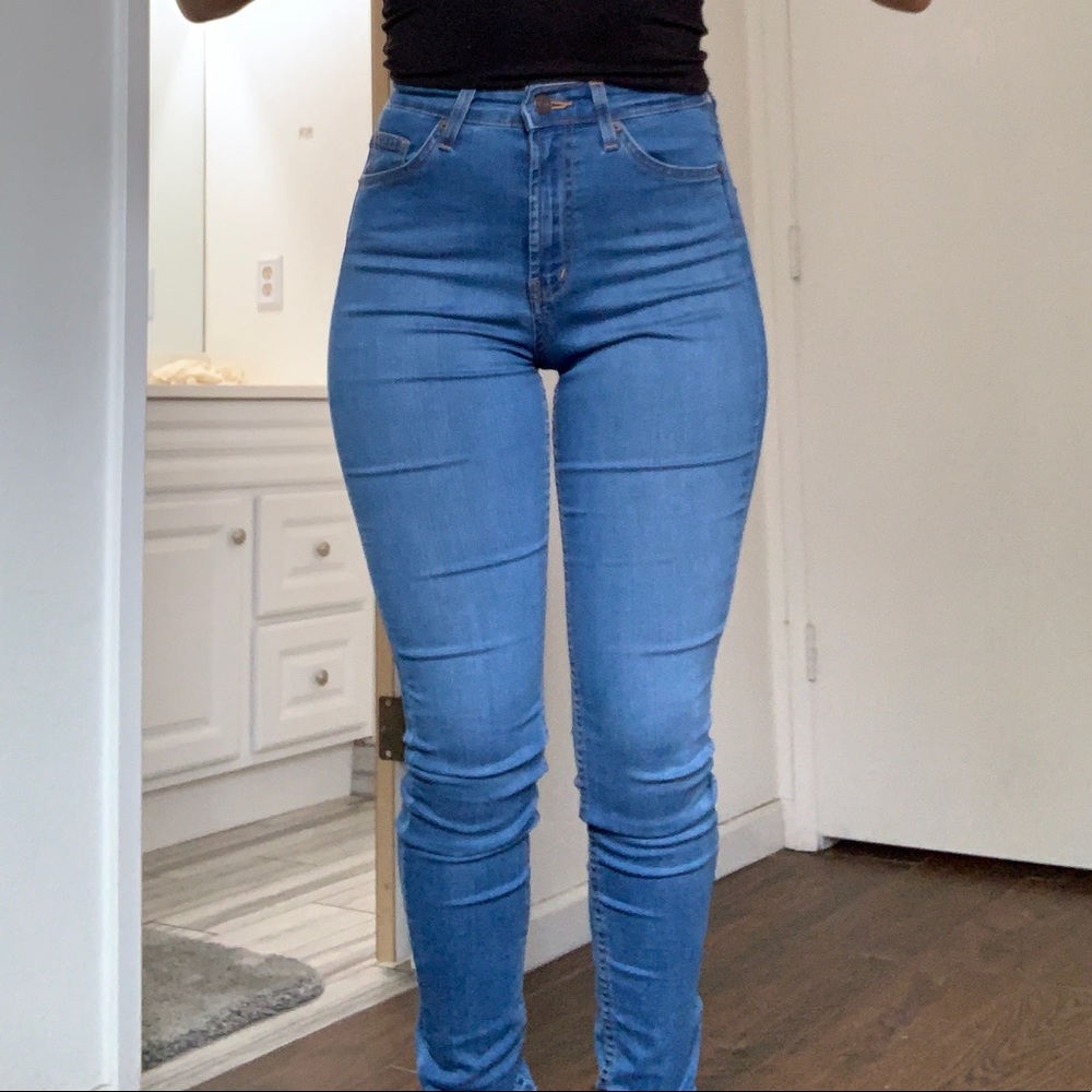 Blue High Waisted Skinny Jeans
